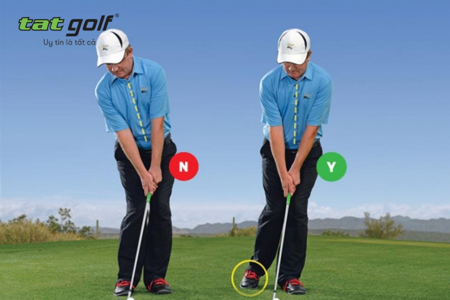 Sai tư thế setup khi chuẩn bị cú đánh chipping và pitching golf