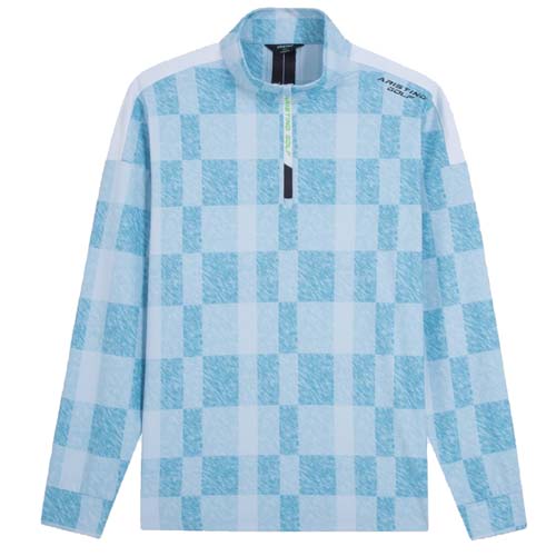 Áo dài tay golf Aristino AHZG12W2  Xanh aqua 2 kẻ