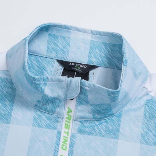 Áo dài tay golf Aristino AHZG12W2  Xanh aqua 2 kẻ